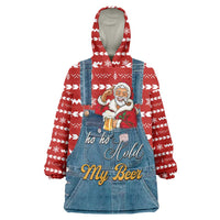 Ho Ho Hold My Beer Santa Christmas Design Wearable Blanket Hoodie Xmas Holiday Patterns - Wonder Print Shop