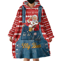 Ho Ho Hold My Beer Santa Christmas Design Wearable Blanket Hoodie Xmas Holiday Patterns - Wonder Print Shop
