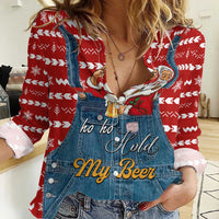 Ho Ho Hold My Beer Santa Christmas Design Women Casual Shirt Xmas Holiday Patterns - Wonder Print Shop