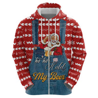 Ho Ho Hold My Beer Santa Christmas Design Zip Hoodie Xmas Holiday Patterns - Wonder Print Shop