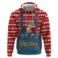 Ho Ho Hold My Beer Santa Christmas Design Zip Hoodie Xmas Holiday Patterns - Wonder Print Shop