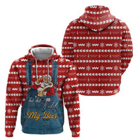 Ho Ho Hold My Beer Santa Christmas Design Zip Hoodie Xmas Holiday Patterns - Wonder Print Shop