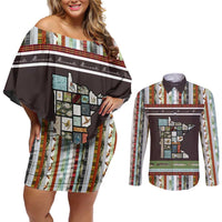 In The Deep Heart Of Minnesota Christmas Design Couples Matching Off Shoulder Short Dress and Long Sleeve Button Shirt Xmas Holiday Patterns - Wonder Print Shop