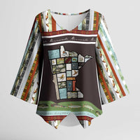 In The Deep Heart Of Minnesota Christmas Design Kimono Sleeve Blouse Xmas Holiday Patterns - Wonder Print Shop