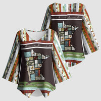 In The Deep Heart Of Minnesota Christmas Design Kimono Sleeve Blouse Xmas Holiday Patterns - Wonder Print Shop