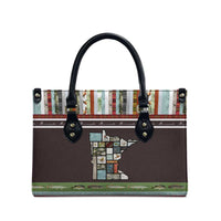In The Deep Heart Of Minnesota Christmas Design Leather Bag Xmas Holiday Patterns - Wonder Print Shop