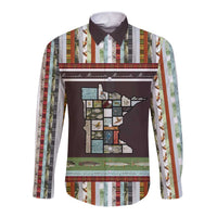 In The Deep Heart Of Minnesota Christmas Design Long Sleeve Button Shirt Xmas Holiday Patterns - Wonder Print Shop