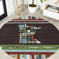 In The Deep Heart Of Minnesota Christmas Design Round Carpet Xmas Holiday Patterns - Wonder Print Shop