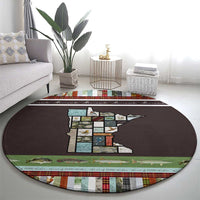 In The Deep Heart Of Minnesota Christmas Design Round Carpet Xmas Holiday Patterns - Wonder Print Shop