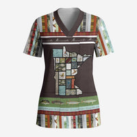 In The Deep Heart Of Minnesota Christmas Design Scrub Top Xmas Holiday Patterns - Wonder Print Shop