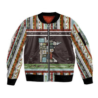 In The Deep Heart Of Minnesota Christmas Design Sleeve Zip Bomber Jacket Xmas Holiday Patterns - Wonder Print Shop