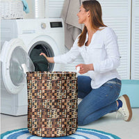 Kuba Flow Laundry Basket with Geometric Tribal Blocks and Earth-Tone Mosaic Design - Wonder Print Shop