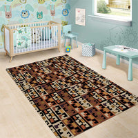 Kuba Flow Area Rug with Geometric Tribal Blocks and Earth-Tone Mosaic Design - Wonder Print Shop
