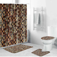 Kuba Flow Bathroom Set with Geometric Tribal Blocks and Earth-Tone Mosaic Design - Wonder Print Shop