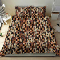 Kuba Flow Bedding Set with Geometric Tribal Blocks and Earth-Tone Mosaic Design - Wonder Print Shop
