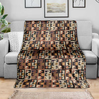 Kuba Flow Blanket with Geometric Tribal Blocks and Earth-Tone Mosaic Design - Wonder Print Shop