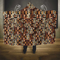 Kuba Flow Hooded Blanket with Geometric Tribal Blocks and Earth-Tone Mosaic Design - Wonder Print Shop