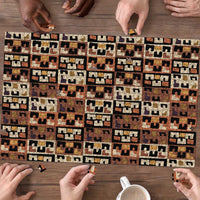 Kuba Flow Puzzle with Geometric Tribal Blocks and Earth-Tone Mosaic Design - Wonder Print Shop