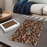 Kuba Flow Puzzle with Geometric Tribal Blocks and Earth-Tone Mosaic Design - Wonder Print Shop