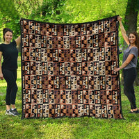 Kuba Flow Quilt with Geometric Tribal Blocks and Earth-Tone Mosaic Design - Wonder Print Shop