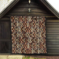 Kuba Flow Quilt with Geometric Tribal Blocks and Earth-Tone Mosaic Design - Wonder Print Shop