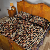Kuba Flow Quilt Bed Set with Geometric Tribal Blocks and Earth-Tone Mosaic Design - Wonder Print Shop