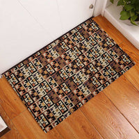 Kuba Flow Rubber Doormat with Geometric Tribal Blocks and Earth-Tone Mosaic Design - Wonder Print Shop
