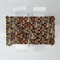 Kuba Flow Tablecloth with Geometric Tribal Blocks and Earth-Tone Mosaic Design - Wonder Print Shop