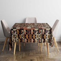 Kuba Flow Tablecloth with Geometric Tribal Blocks and Earth-Tone Mosaic Design - Wonder Print Shop