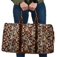 Kuba Flow Travel Bag with Geometric Tribal Blocks and Earth-Tone Mosaic Design - Wonder Print Shop