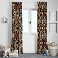 Kuba Flow Window Curtain with Geometric Tribal Blocks and Earth-Tone Mosaic Design - Wonder Print Shop