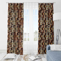 Kuba Flow Window Curtain with Geometric Tribal Blocks and Earth-Tone Mosaic Design - Wonder Print Shop