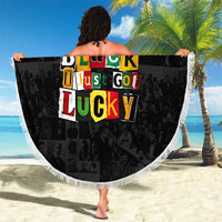 I Didn't Ask To Be Black I Just Got Lucky Magazine Cutout Beach Blanket with Ancestral Portrait Collage Lettering - Wonder Print Shop