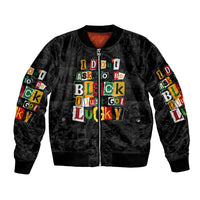 I Didn't Ask To Be Black I Just Got Lucky Magazine Cutout Bomber Jacket with Ancestral Portrait Collage Lettering - Wonder Print Shop