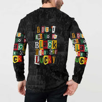 I Didn't Ask To Be Black I Just Got Lucky Magazine Cutout Button Sweatshirt with Ancestral Portrait Collage Lettering - Wonder Print Shop