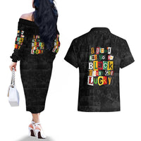 I Didn't Ask To Be Black I Just Got Lucky Magazine Cutout Couples Matching Off The Shoulder Long Sleeve Dress and Hawaiian Shirt with Ancestral Portrait Collage Lettering - Wonder Print Shop