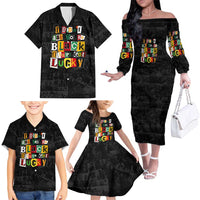 I Didn't Ask To Be Black I Just Got Lucky Magazine Cutout Family Matching Off The Shoulder Long Sleeve Dress and Hawaiian Shirt with Ancestral Portrait Collage Lettering - Wonder Print Shop