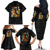 I Didn't Ask To Be Black I Just Got Lucky Magazine Cutout Family Matching Off The Shoulder Long Sleeve Dress and Hawaiian Shirt with Ancestral Portrait Collage Lettering - Wonder Print Shop
