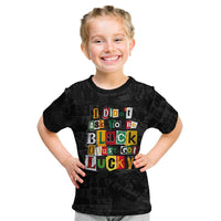 I Didn't Ask To Be Black I Just Got Lucky Magazine Cutout Kid T Shirt with Ancestral Portrait Collage Lettering - Wonder Print Shop