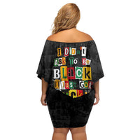 I Didn't Ask To Be Black I Just Got Lucky Magazine Cutout Off Shoulder Short Dress with Ancestral Portrait Collage Lettering - Wonder Print Shop