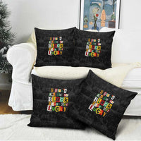 I Didn't Ask To Be Black I Just Got Lucky Magazine Cutout Pillow Cover with Ancestral Portrait Collage Lettering - Wonder Print Shop