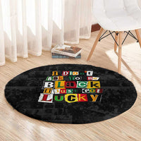 I Didn't Ask To Be Black I Just Got Lucky Magazine Cutout Round Carpet with Ancestral Portrait Collage Lettering - Wonder Print Shop