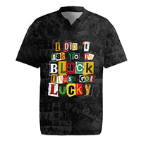 I Didn't Ask To Be Black I Just Got Lucky Magazine Cutout Rugby Jersey with Ancestral Portrait Collage Lettering - Wonder Print Shop