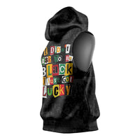 I Didn't Ask To Be Black I Just Got Lucky Magazine Cutout Sleeveless Hoodie with Ancestral Portrait Collage Lettering - Wonder Print Shop