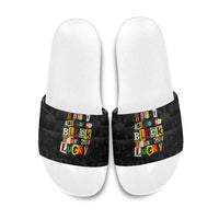 I Didn't Ask To Be Black I Just Got Lucky Magazine Cutout Slide Sandals with Ancestral Portrait Collage Lettering - Wonder Print Shop