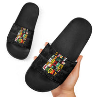 I Didn't Ask To Be Black I Just Got Lucky Magazine Cutout Slide Sandals with Ancestral Portrait Collage Lettering - Wonder Print Shop