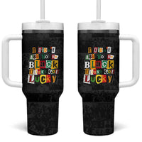 I Didn't Ask To Be Black I Just Got Lucky Magazine Cutout Tumbler With Handle with Ancestral Portrait Collage Lettering - Wonder Print Shop