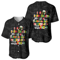 I Am Black History And I Strive To Make My Ancestor Proud Baseball Jersey with Ancestral Collage Background and Afrocentric Lettering - Wonder Print Shop