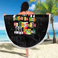 I Am Black History And I Strive To Make My Ancestor Proud Beach Blanket with Ancestral Collage Background and Afrocentric Lettering - Wonder Print Shop