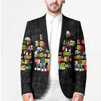 I Am Black History And I Strive To Make My Ancestor Proud Blazer with Ancestral Collage Background and Afrocentric Lettering - Wonder Print Shop